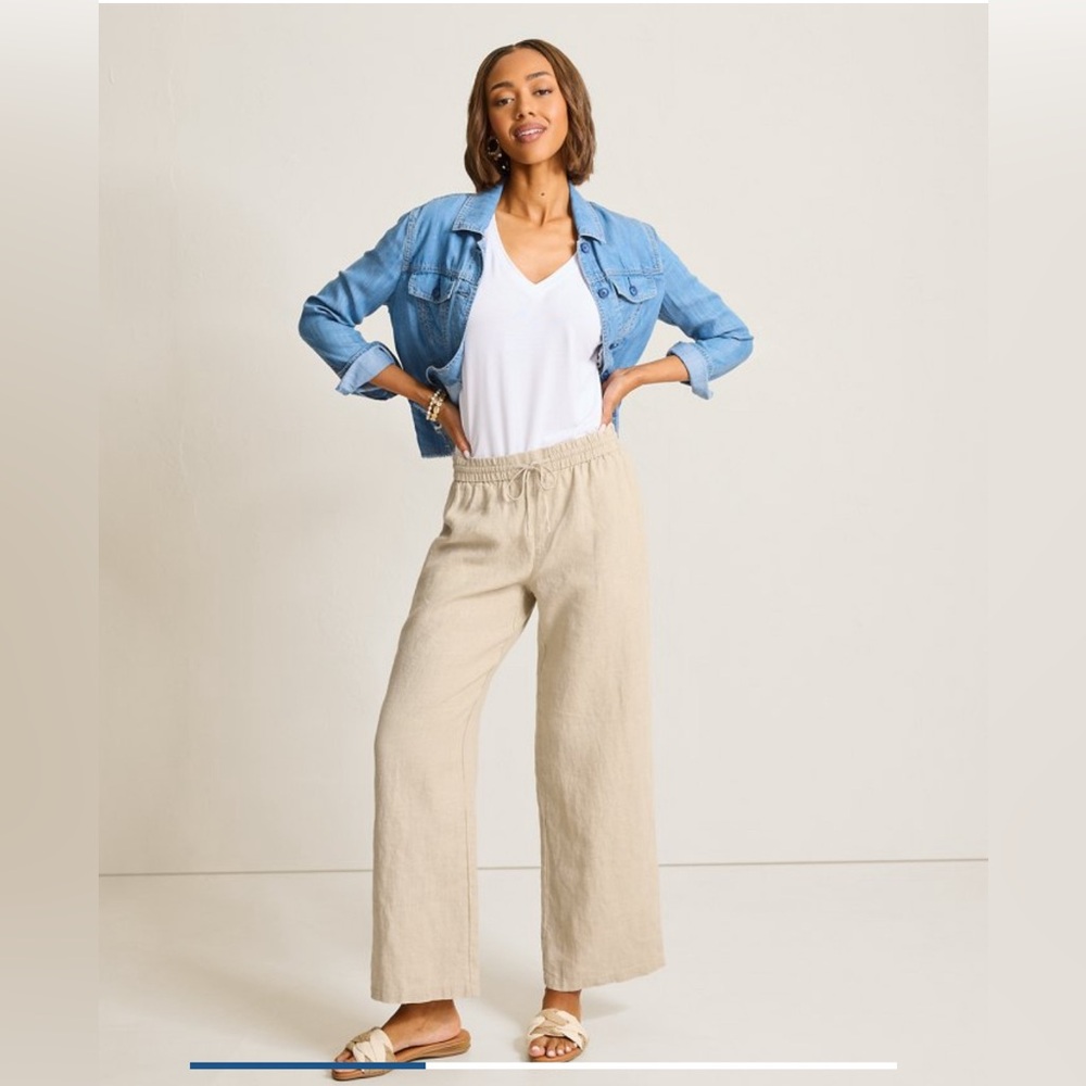 Tommy Bahama Two Palms High-Rise Linen Easy
Pants in Natural Sz Small NWT